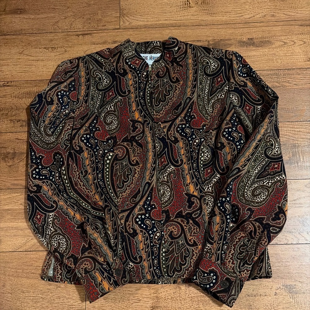 On The Verge Jacket Womens 6 Multicolor Paisley Zip Up Excellent Vintage USA - Picture 3 of 7